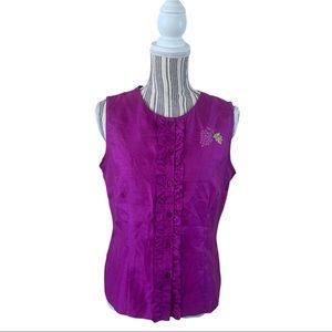 NWOT Graphic Grape Purple Casual Sleeveless Blouse 10P